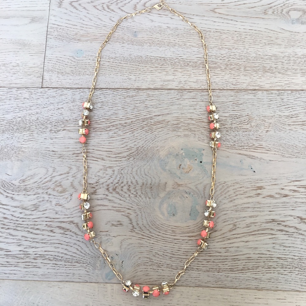 Peach and Crystal Statement Necklace